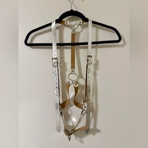 Metallic Silver Genuine Leather Harness